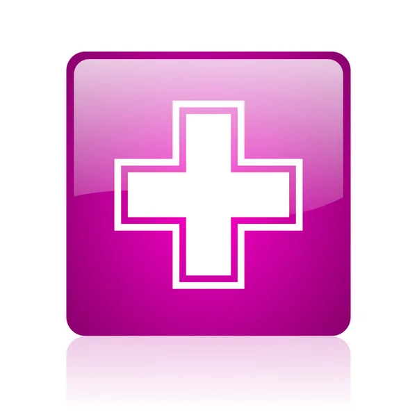 Apteka web kwadrat fioletowy ikona — Zdjęcie stockowe