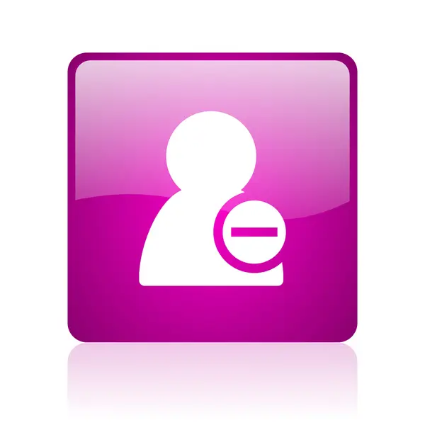 Remove contact violet square web glossy icon — Stock Photo, Image