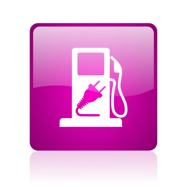Brandstof violet vierkante web glanzende pictogram — Stockfoto