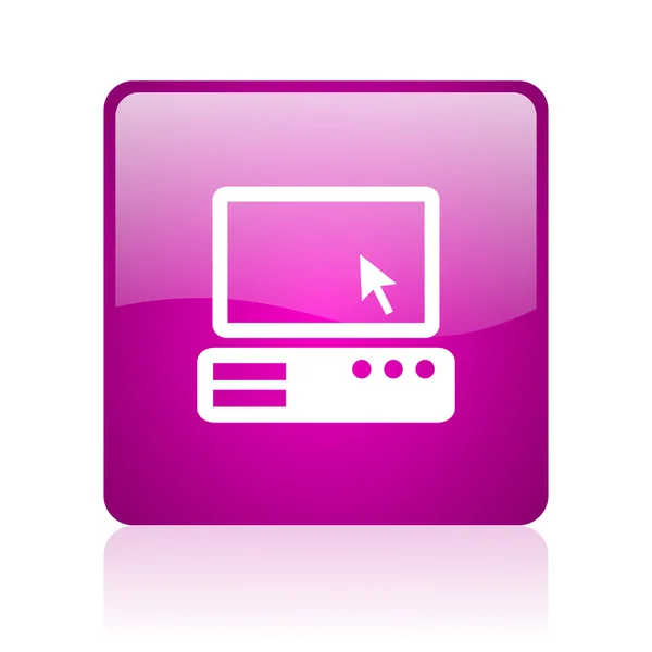 Pc фиолетовый квадратный глянцевый значок — стоковое фото