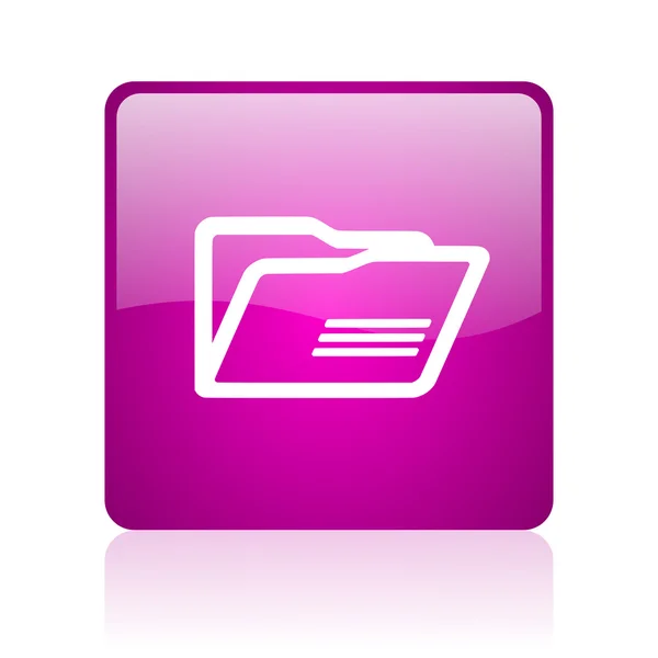 Folder violet square web glossy icon — Stock Photo, Image