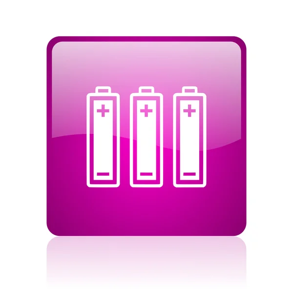 Piles violet carré web brillant icône — Photo