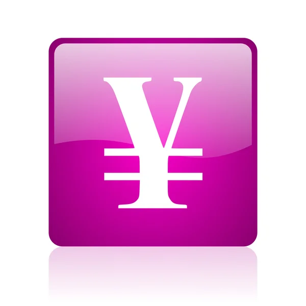 Yen violet square web glossy icon — Stock Photo, Image