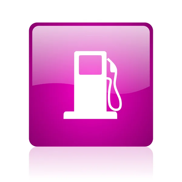 Carburant violet carré web brillant icône — Photo