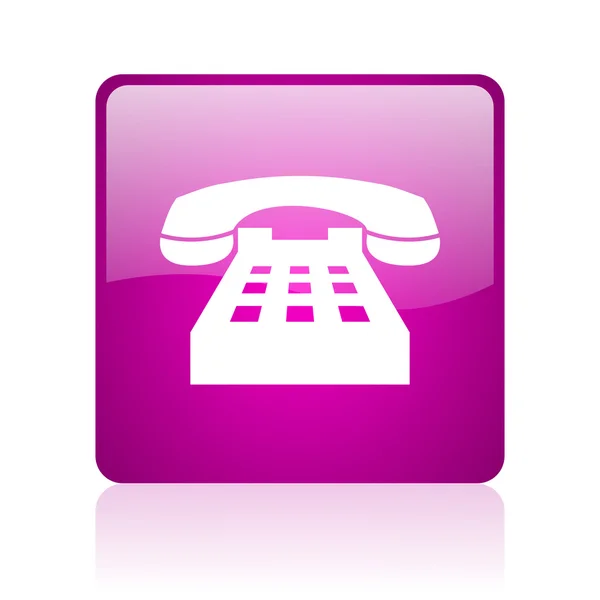 Telefon violett quadratisch Web Hochglanz-Symbol — Stockfoto