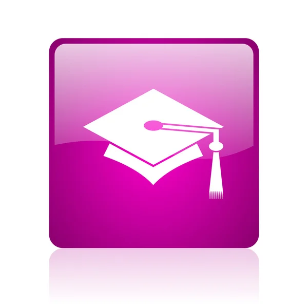 Graduierung violett quadratisch Web Hochglanz-Symbol — Stockfoto