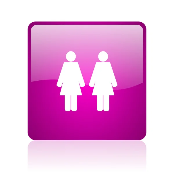 Couple violet square web glossy icon — Stock Photo, Image