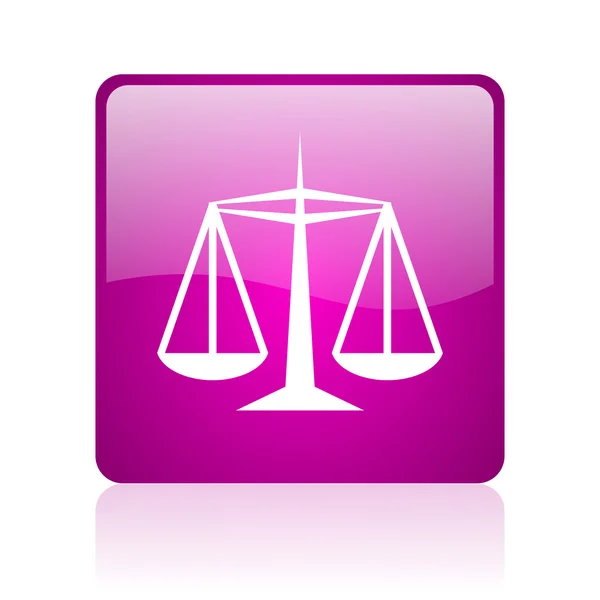 Justice violet carré web brillant icône — Photo