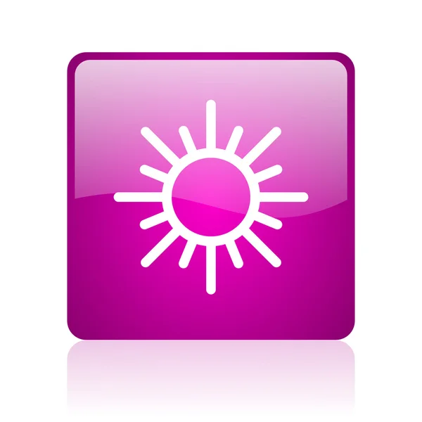 Ikona lesklý fialový čtvereček webu Sun — Stock fotografie