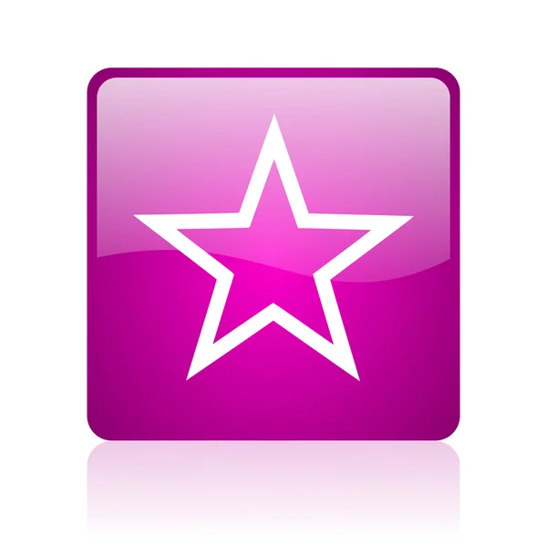 Estrella violeta cuadrado web brillante icono — Foto de Stock