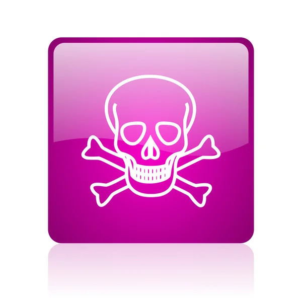 Totenkopf violett quadratisch Web Hochglanz-Symbol — Stockfoto