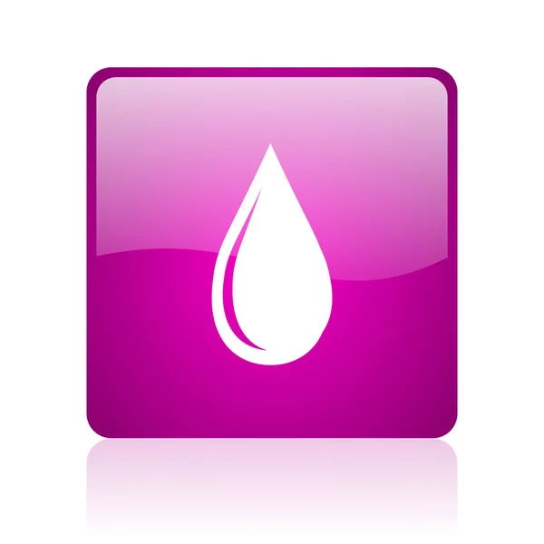 Water drop violet vierkante web glanzende pictogram — Stockfoto