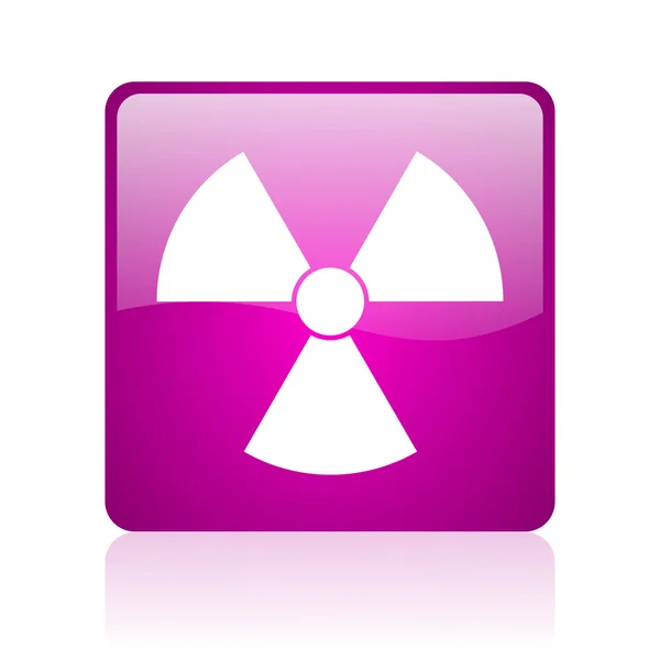 Фиолетовый квадратный глянцевый значок радиации — стоковое фото