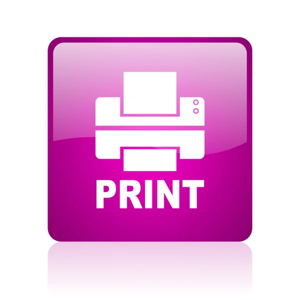 Print violet square web glossy icon — Stock Photo, Image