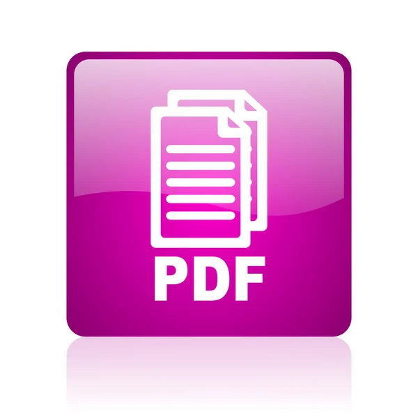 Pdf violeta quadrado web ícone brilhante — Fotografia de Stock