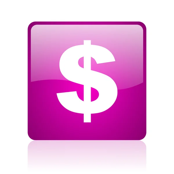 Ons dollar violet vierkante web glanzende pictogram — Stockfoto