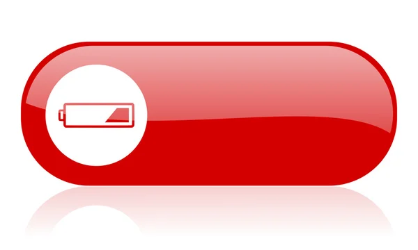 Lesklý ikona baterie červený web — Stock fotografie