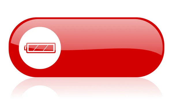 Czerwony WWW błyszczący ikona baterii — Zdjęcie stockowe