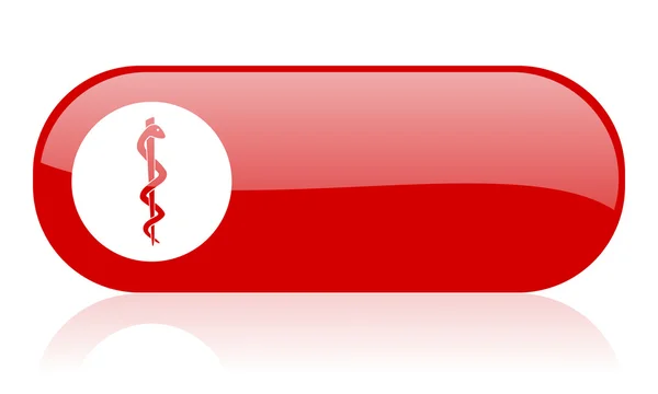 Caduceus red web glossy icon — Stock Photo, Image
