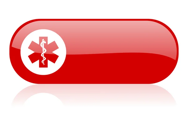 Caduceus red web glossy icon — Stock Photo, Image