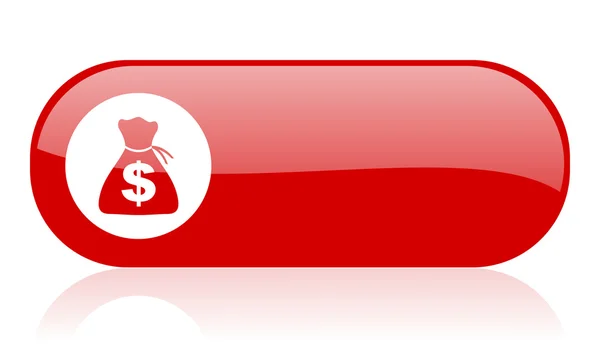 Pénz piros web fényes ikon — Stock Fotó