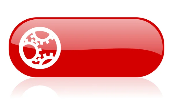 Engrenagens ícone brilhante web vermelho — Fotografia de Stock