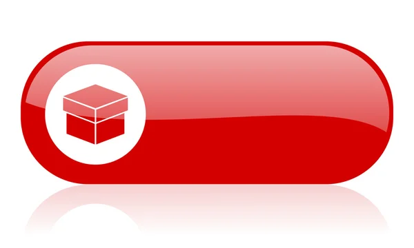 Box red web glossy icon — Stock Photo, Image