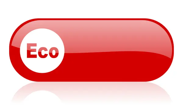 Eco red web glossy icon — Stock Photo, Image