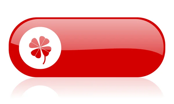 Ikona lesklý červený webové čtyři leaf clover — Stock fotografie