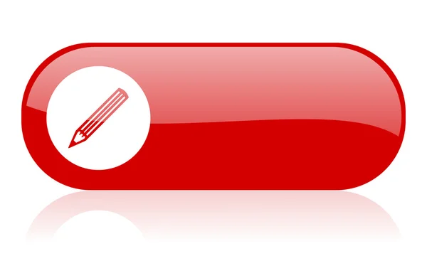 Pencil red web glossy icon — Stock Photo, Image