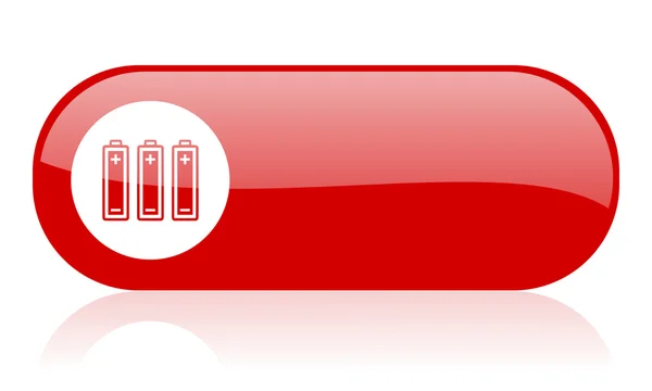 Batterier röda glansiga webbikonen — Stockfoto