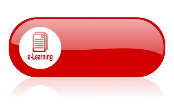 E-learning rode web glanzende pictogram — Stockfoto