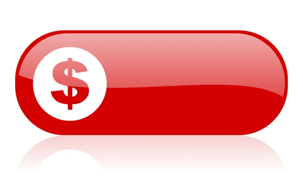 Us dollar rotes Web-Hochglanz-Symbol — Stockfoto