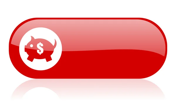Piggy bank piros web fényes ikon — Stock Fotó