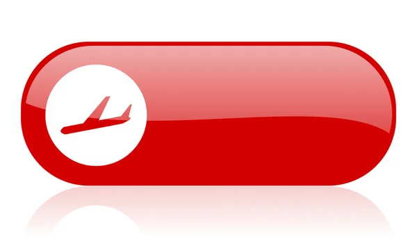 飛行機赤い光沢のあるアイコン — ストック写真