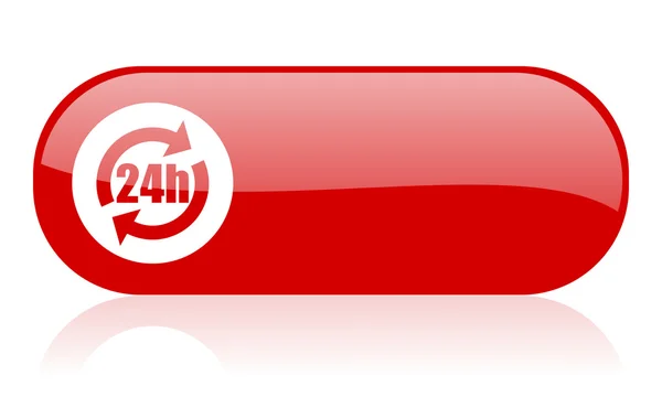 24h red web glossy icon — Stock Photo, Image