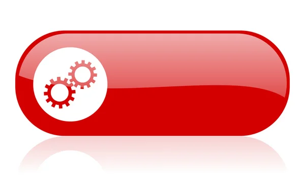 Gears red web glossy icon — Stock Photo, Image