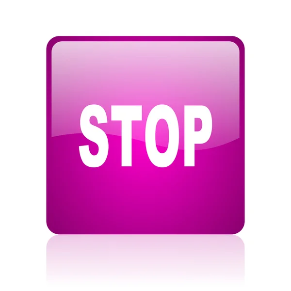 Stop violet vierkante web glanzende pictogram — Stockfoto