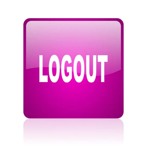 Logout lila tér web fényes ikon — Stock Fotó