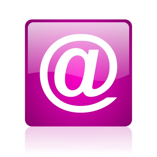 Em violeta quadrado web ícone brilhante — Fotografia de Stock