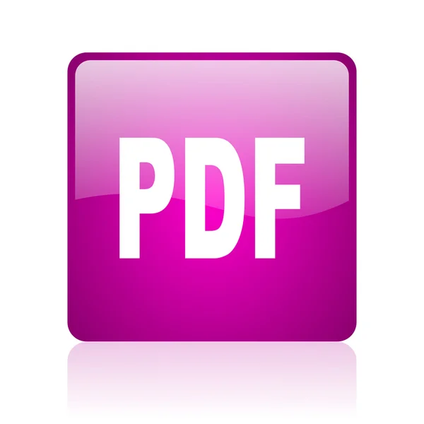 PDF-violet vierkante web glanzende pictogram — Stockfoto