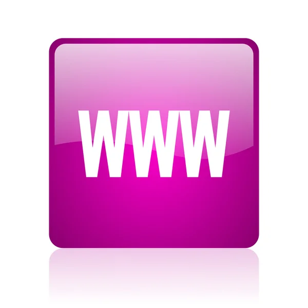 Www violet square web glossy icon — Stock Photo, Image
