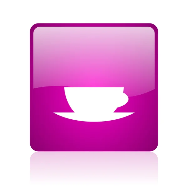 Coffee cup violet square web glossy icon — Stock Photo, Image