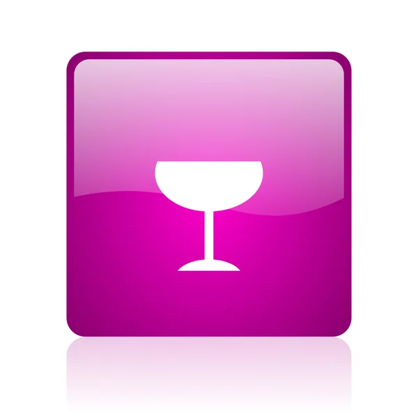 Glas violet vierkante web glanzende pictogram — Stockfoto