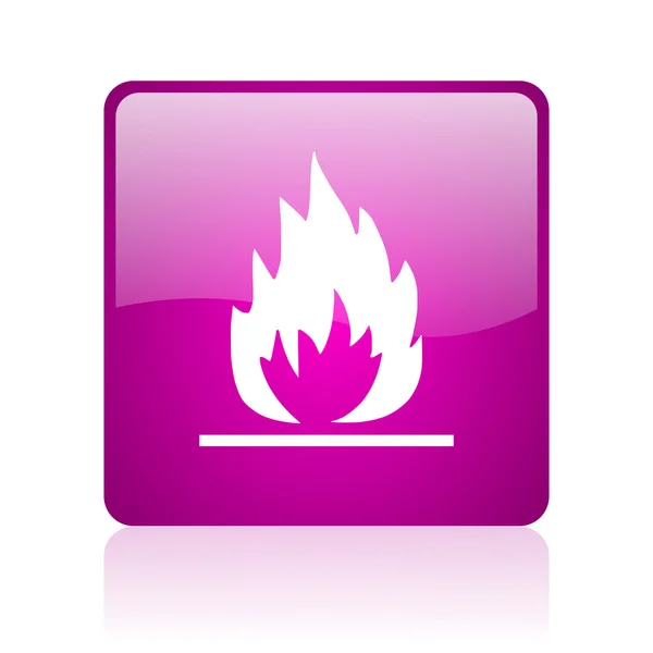 Flames violet square web glossy icon — Stock Photo, Image