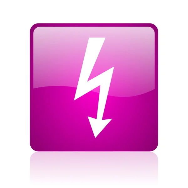 Lightning violet square web glossy icon — Stock Photo, Image