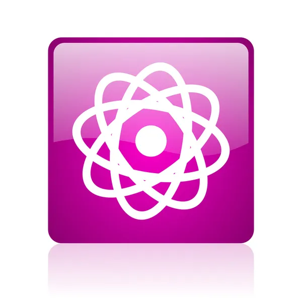 Atom violet square web glossy icon — Stock Photo, Image