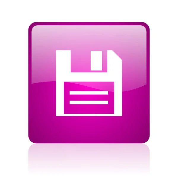 Disk violet square web glossy icon — Stock Photo, Image