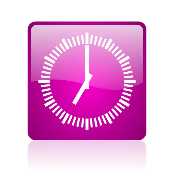 Годинник фіолетовий квадратний веб глянсовий значок — стокове фото