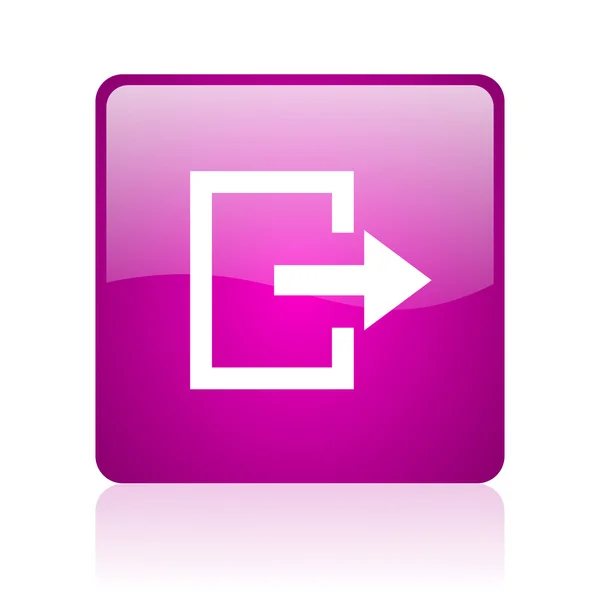 Exit violet square web glossy icon — Stock Photo, Image